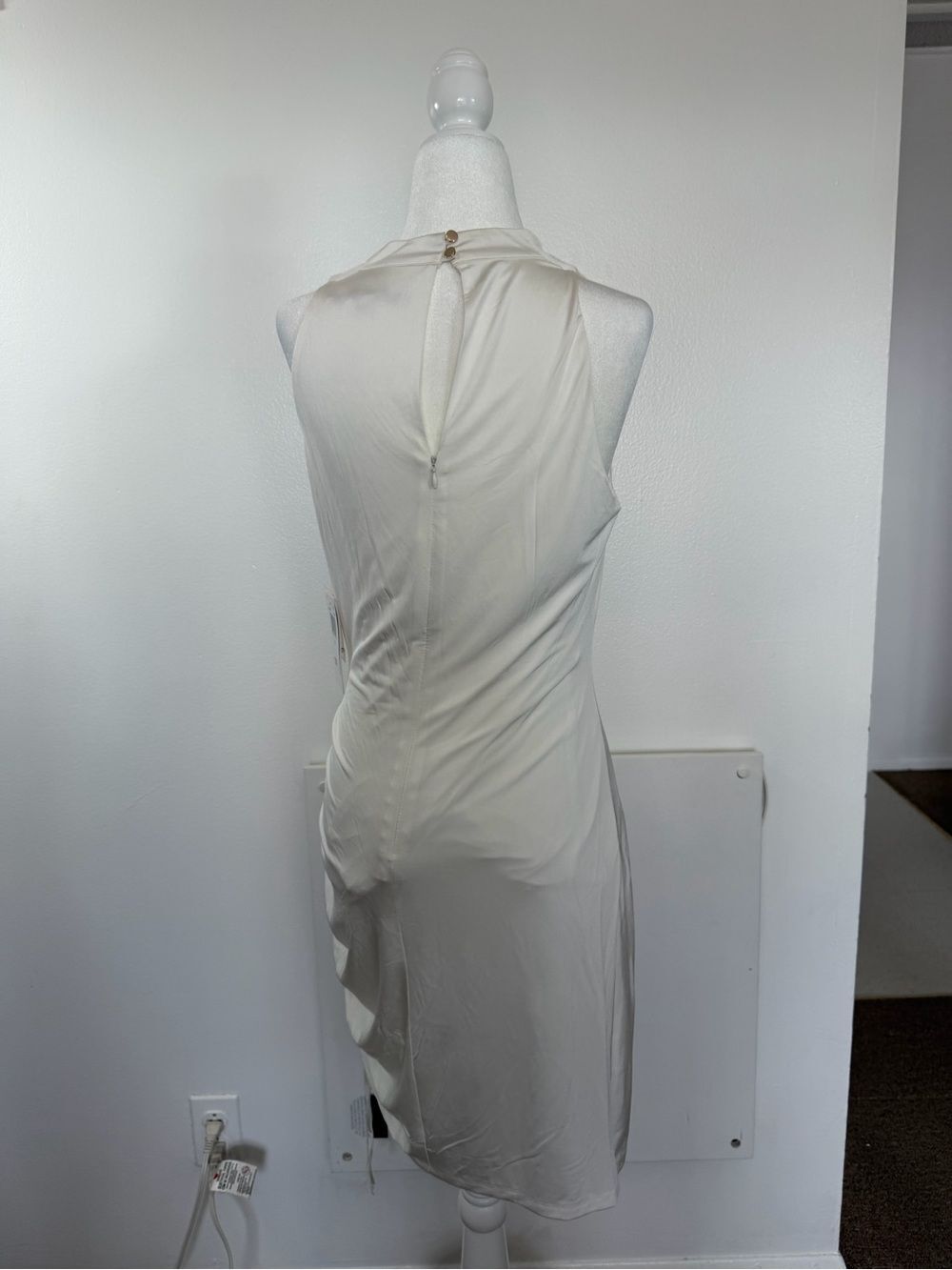 Julia-jordan Ivory Cowl Neck Ruched Bodycon Midi Dress Y2k Bridal Going out 6 - Picture 3 of 8